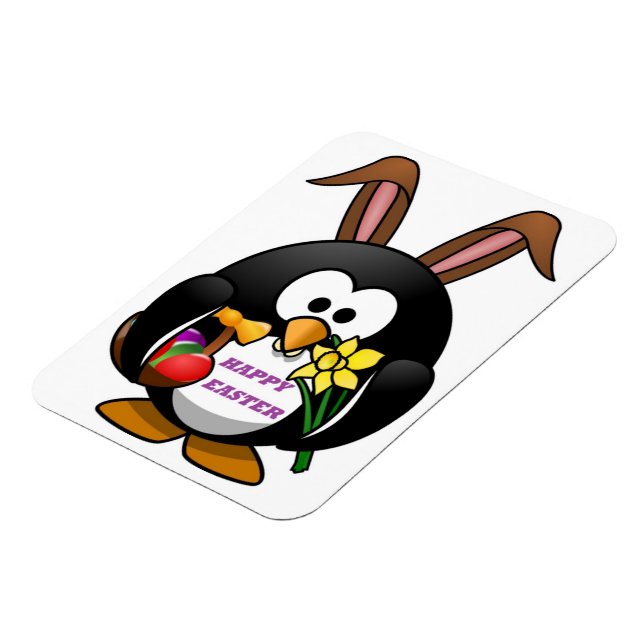 "HAPPY EASTER" PENGUIN BUNNY MAGNET (Left Side)