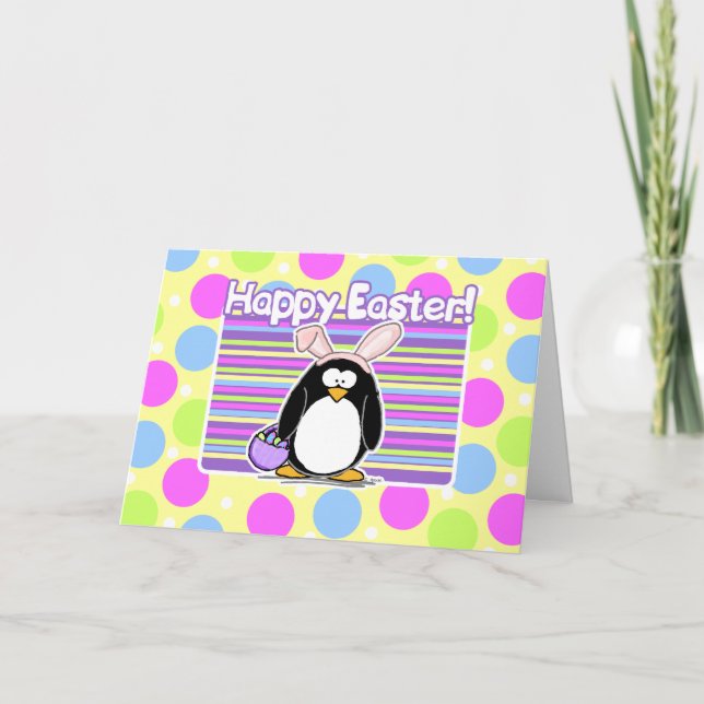 Happy Easter Penguin Holiday Card (Front)