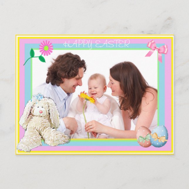 Happy Easter Personalised Family Photo Postcard (Front)