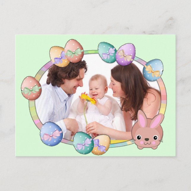Happy Easter Personalised Family Photo Postcard (Front)