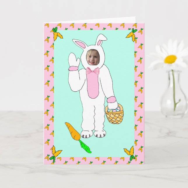Happy Easter Personalised Photo Easter Bunny Card (Small Plant)