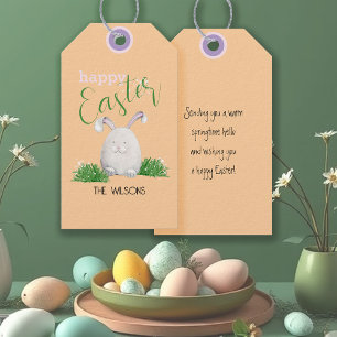 Happy Easter Pet Bunny Watercolor Illustration Gift Tags