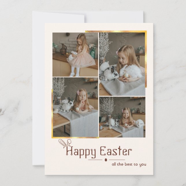  Happy Easter Photo Collage Holiday Card (Front)