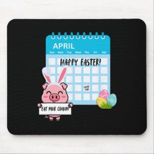 Happy Easter Pig With Bunny Ears Calendar Funny Ea Mouse Mat