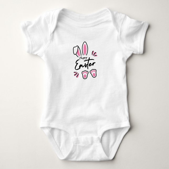 Happy Easter (Pink) Baby Bodysuit (Front)