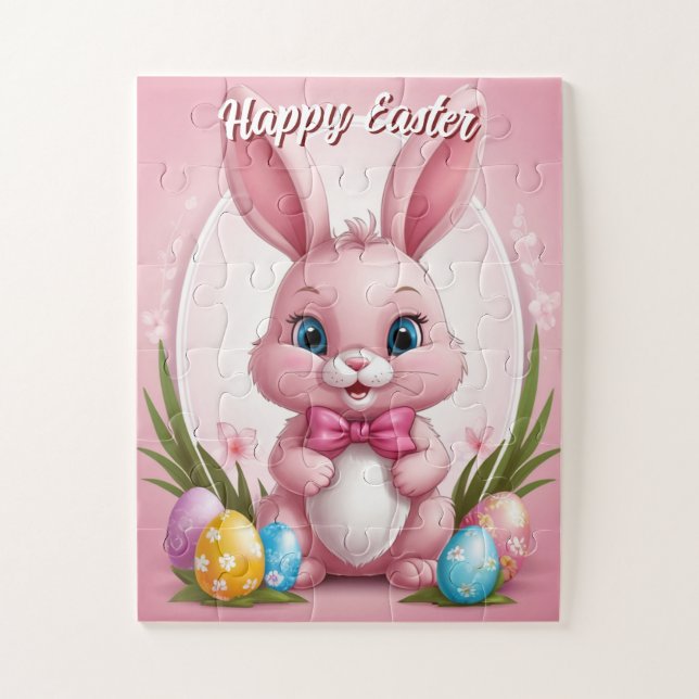 Happy Easter Pink Bunny Jigsaw Puzzle (Vertical)