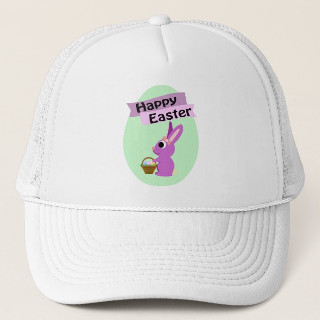 Happy Easter! Pink Bunny Trucker Hat (Front)