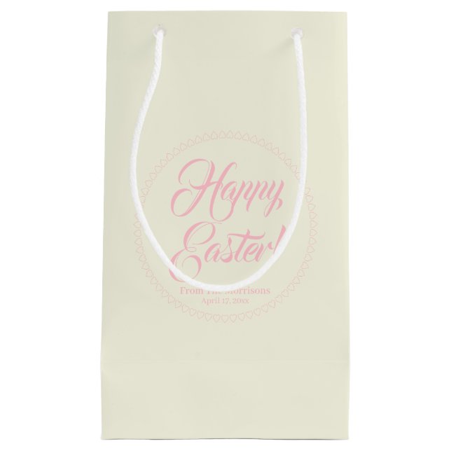 Happy Easter pink cream custom script elegant cute Small Gift Bag (Front)