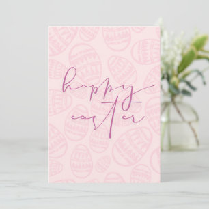 Happy Easter   Pink Easter Eggs Holiday Card