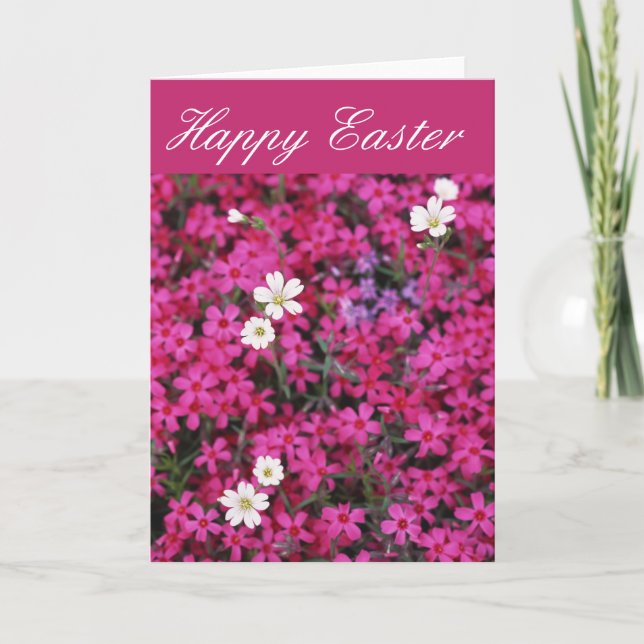 Happy Easter Pink Floral Card (Front)
