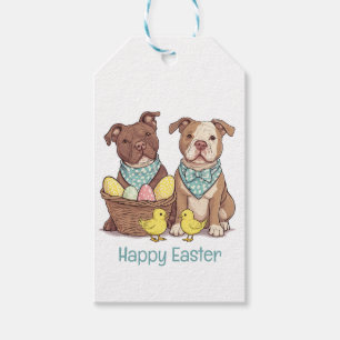 Happy Easter Pit Bull Dogs Gift Tags