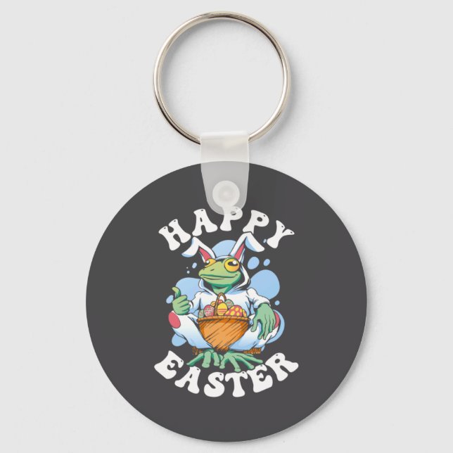 Happy Easter Playful Bunny  Key Ring (Front)