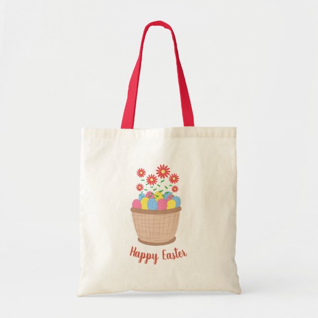 Happy Easter Pocket Style Spring Everyday Carry Tote Bag (Front)