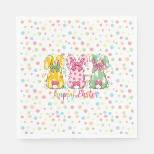 Happy Easter Polka Dot Easter Bunnies Napkin