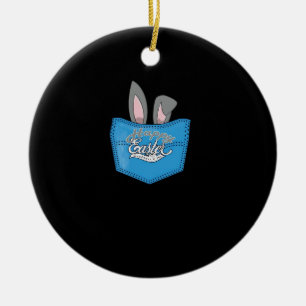 Happy Easter Pop Peeking Bunny Ceramic Tree Decoration