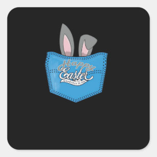 Happy Easter Pop Peeking Bunny Square Sticker