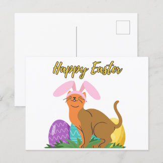 Happy Easter Postcard For Cat Lover