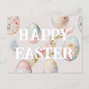 Happy Easter postcard in soft pink colours