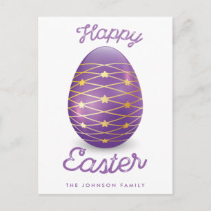 Happy Easter Postcards With Purple Easter Egg