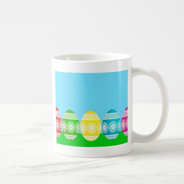 Happy Easter powder blue cute egg design Coffee Mug (Right)
