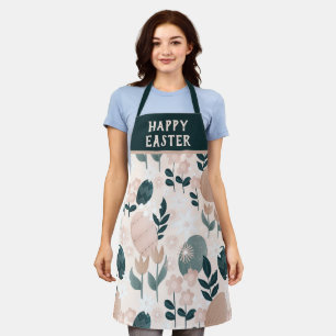 Happy Easter Pretty Botanical Easter Egg Pattern  Apron