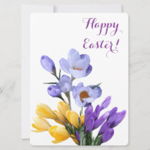 Happy Easter pretty purple yellow crocus floral