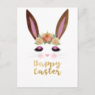 Happy Easter Princess Bunny Face Holiday Postcard