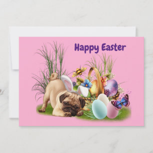 Happy Easter Pub dog Flat Holiday Card