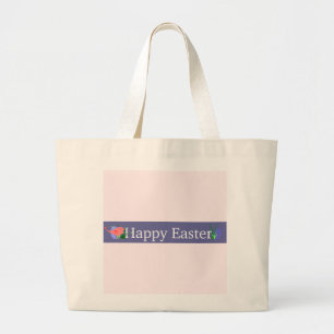 Happy Easter Purple Banner Large Tote Bag