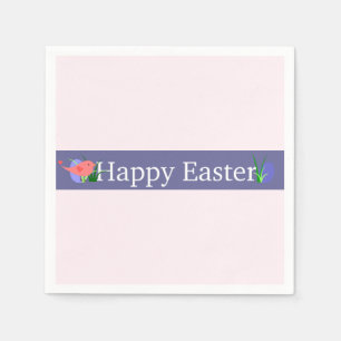 Happy Easter Purple Banner Paper Napkin