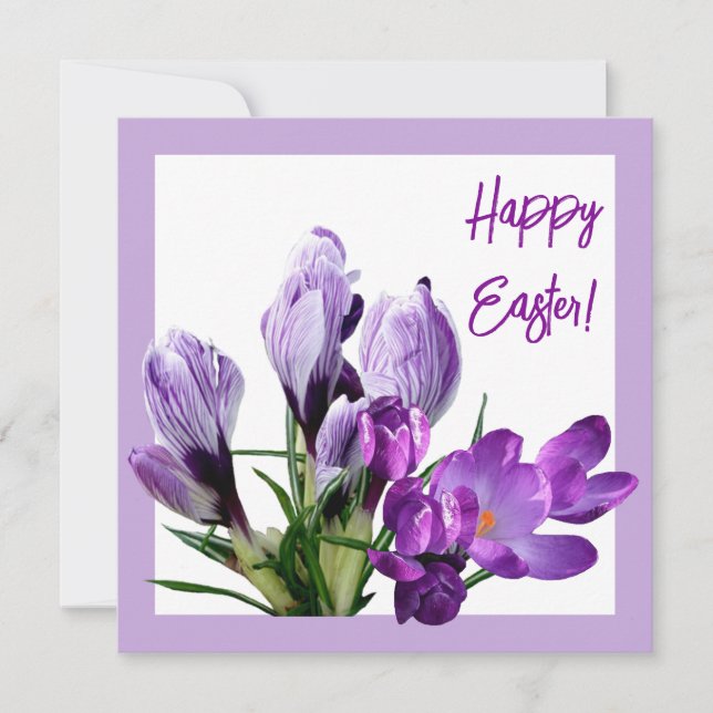 Happy Easter purple floral bright colourful boho Card (Front)