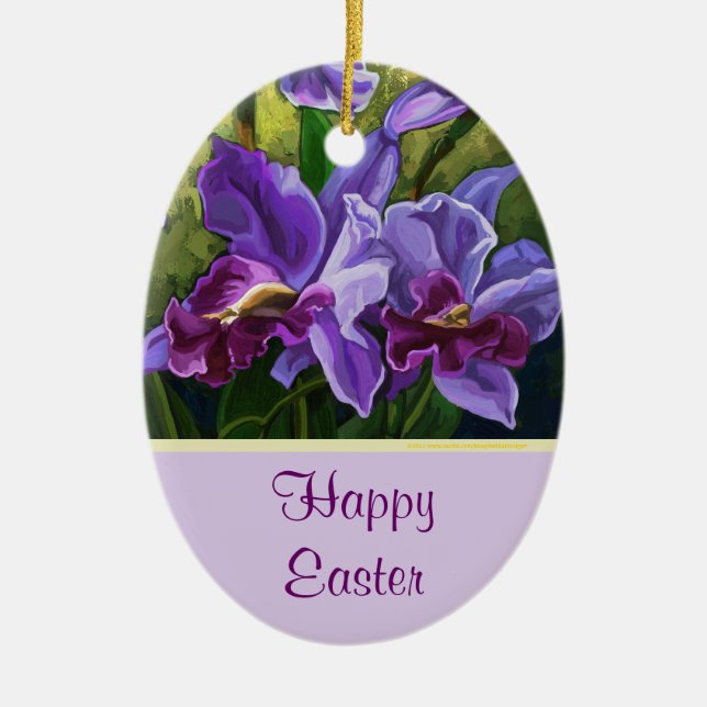 Happy Easter purple flowers decoration (Front)