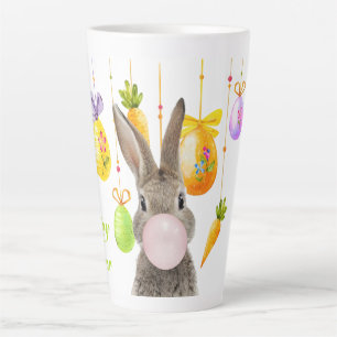 Happy Easter Rabbit Blowing Pink Bubble gum Latte Mug