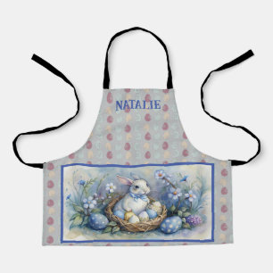 Happy Easter Rabbit Bunny Eggs Name Personalise.  Apron