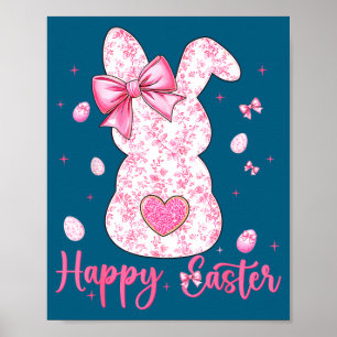 Happy easter rabbit coquette bunny floral women poster