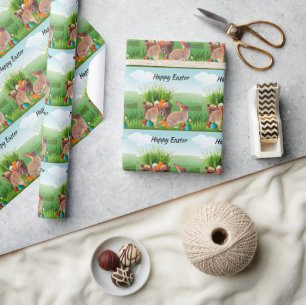 Happy Easter Rabbit Decoupage Craft or Gift  Wrapping Paper