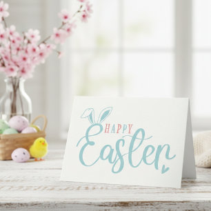 Happy Easter Rabbit Ears Simple Pastel Easter Holiday Card