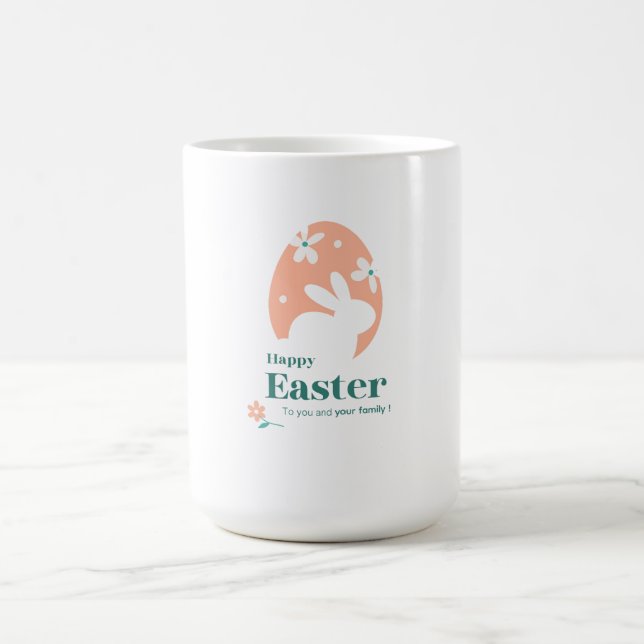 Happy Easter – Rabbit & Egg Floral Design Coffee Mug (Center)