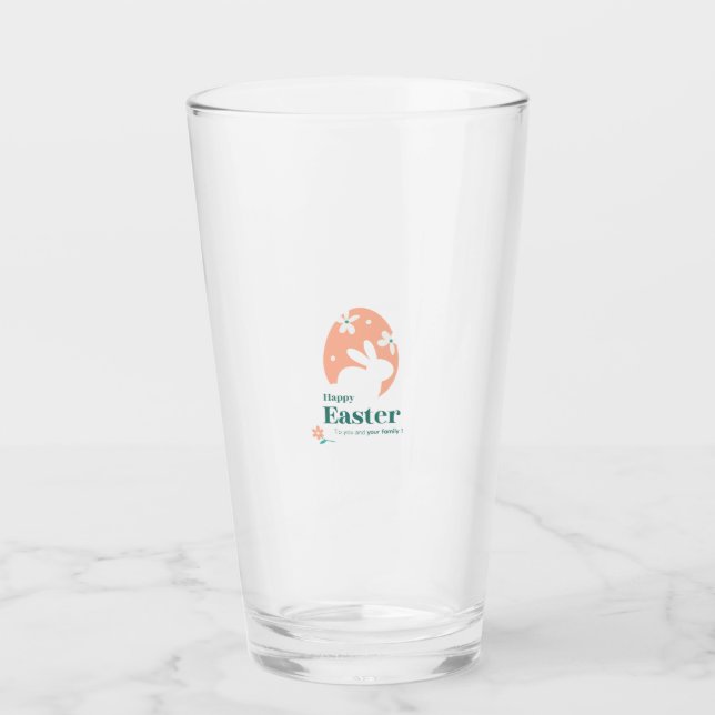 Happy Easter – Rabbit & Egg Floral Design Glass (Front)