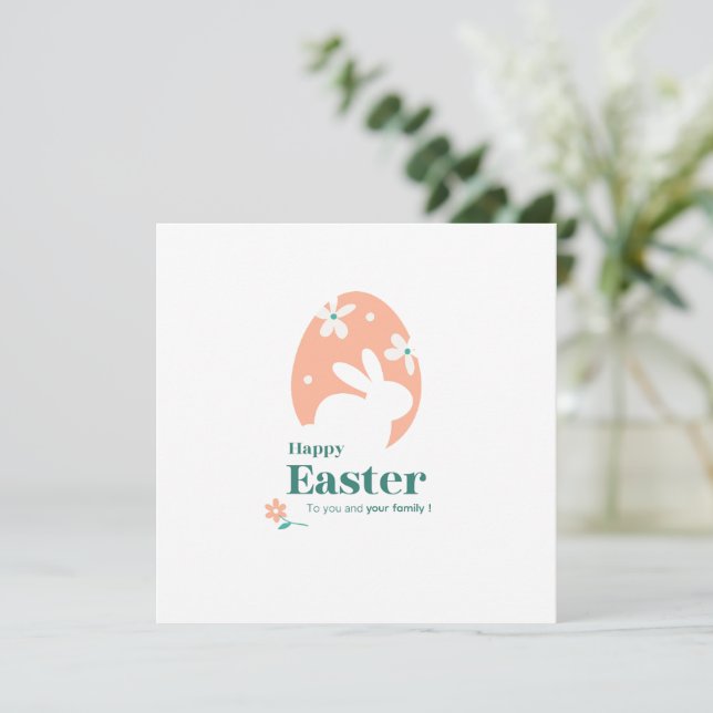 Happy Easter – Rabbit & Egg Floral Design Invitation (Standing Front)
