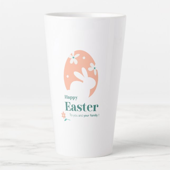 Happy Easter – Rabbit & Egg Floral Design Latte Mug (Front)