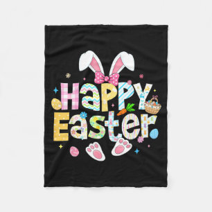Happy Easter Rabbit Egg for Kids Girl Women Teens Fleece Blanket