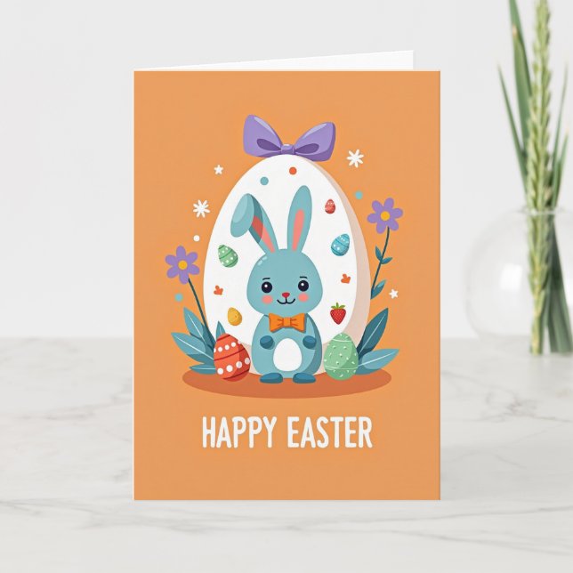 Happy Easter Rabbit Scene Card (Front)