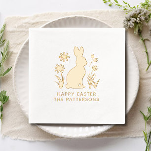 Happy Easter Rabbit Spring Flowers Personalised Foil Napkins