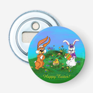Happy Easter! Rabbit with Bunny and Chick Bottle Opener