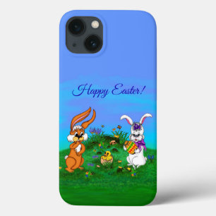 Happy Easter! Rabbit with Bunny and Chick iPhone 13 Case