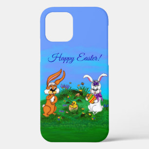 Happy Easter! Rabbit with Bunny and Chick iPhone 12 Case