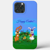 Happy Easter! Rabbit with Bunny and Chick