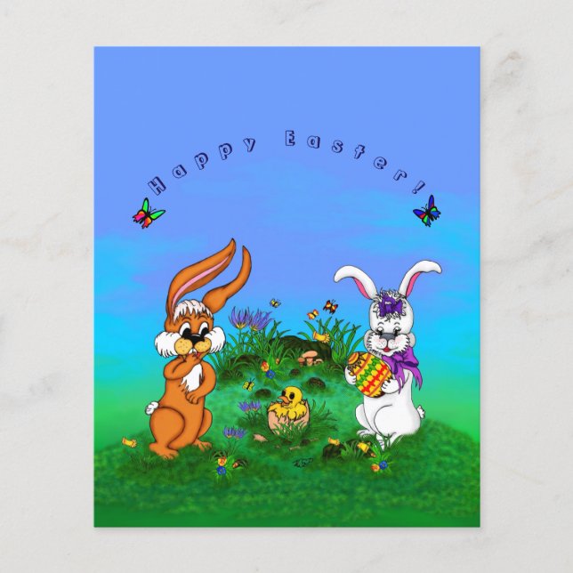 Happy Easter! Rabbit with Bunny and Chick Flyer (Front)