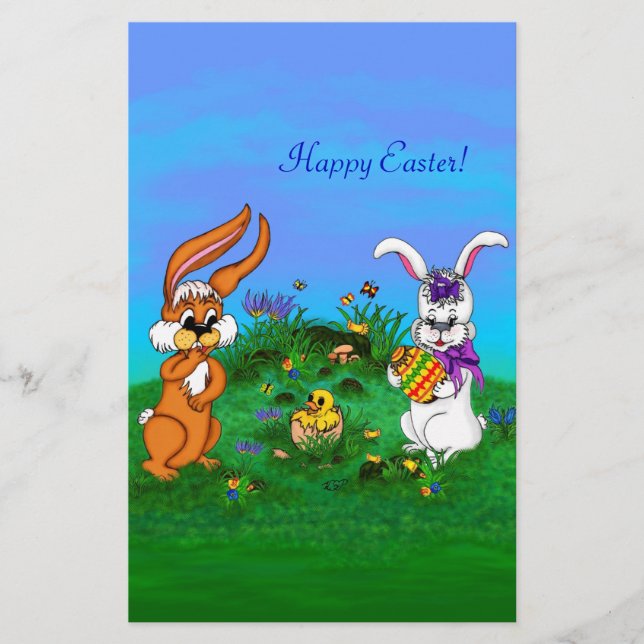 Happy Easter! Rabbit with Bunny and Chick Flyer (Front)